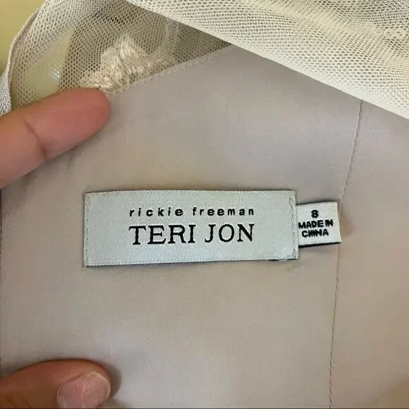 Teri Jon by Rickie Freeman Cream Tulle Sequin Jeweled Dress - Picture 8 of 10